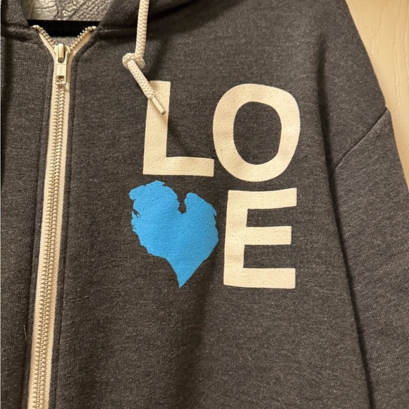 Gray Zip-Up Hoodie with Love Michigan Graphic - Picture 3 of 9